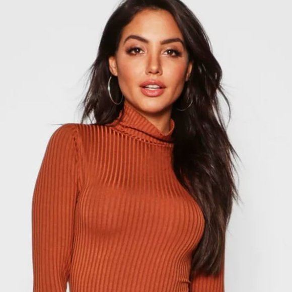 Urban Outfitters orange midi turtleneck dress - Picture 1 of 4